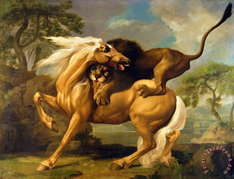 George Stubbs A Lion Attacking a Horse Art Print