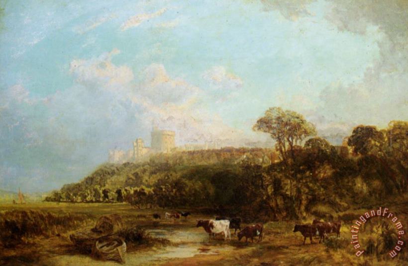 George Vicat Cole Cattle Watering Windsor Castle Beyond Art Print