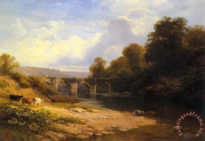 Staveton Bridge, Devon painting - George Vicat Cole Staveton Bridge, Devon Art Print