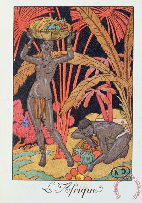 Georges Barbier 'africa' Illustration For A Calendar For 1921 Art Painting