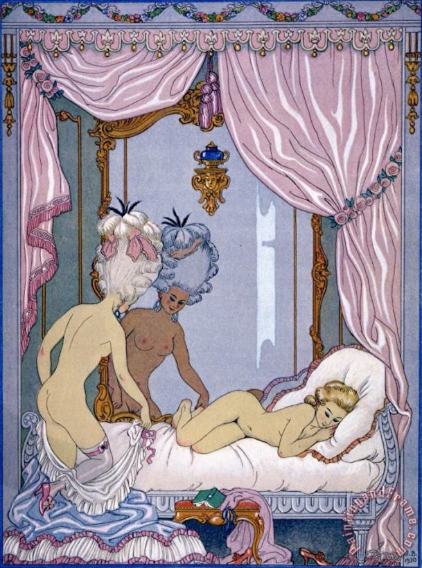 Georges Barbier Bedroom Scene From Les Liaisons Dangereuses by Pierre Choderlos De Laclos Published 1920s Art Painting