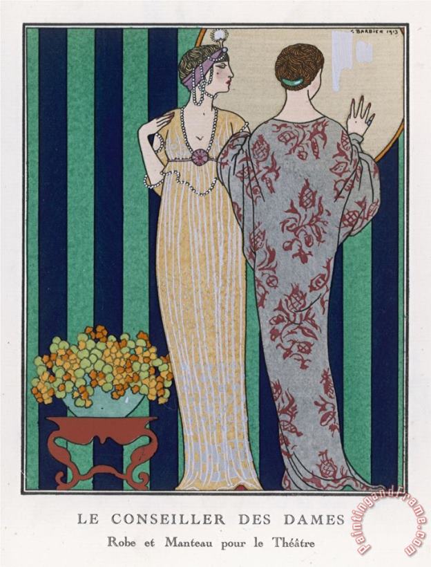 Georges Barbier High Waisted Clinging Gown Art Painting