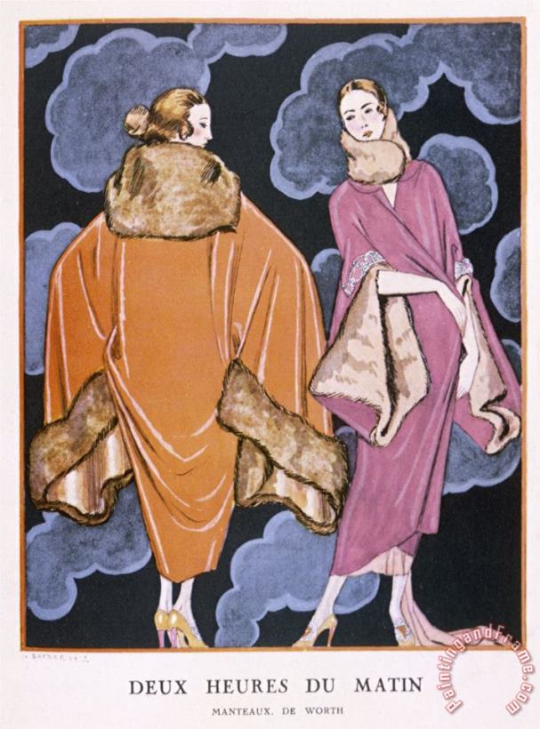 Georges Barbier Orientally Inspired Coats by Worth Based on a Kimono Art Painting