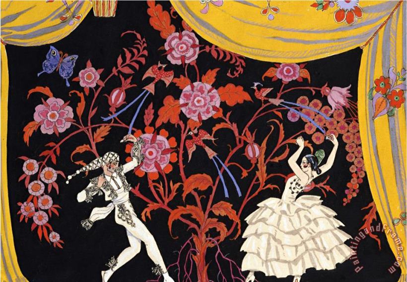 The Flamenco painting - Georges Barbier The Flamenco Art Print