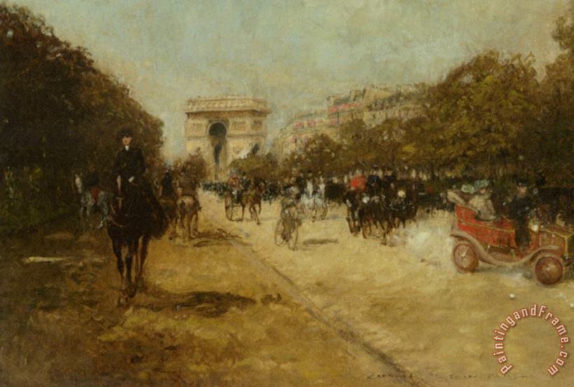 Arc De Triomphe Seen From Avenue Foch painting - Georges Stein Arc De Triomphe Seen From Avenue Foch Art Print