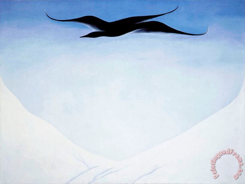 Georgia O'keeffe A Black Bird with Snow Covered Red Hills Art Painting