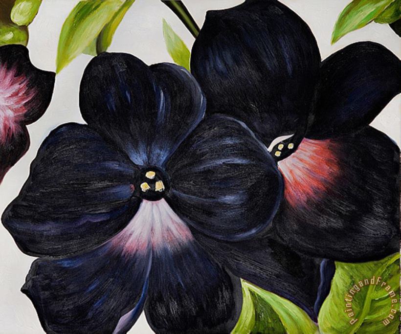 Georgia O'keeffe Black And Purple Petunias Art Print