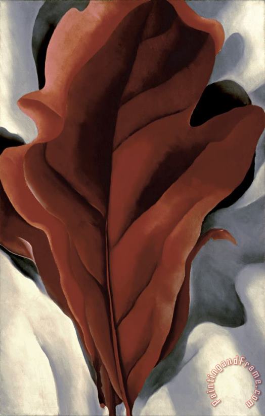 Georgia O'keeffe Large Dark Red Leaves on White Art Painting
