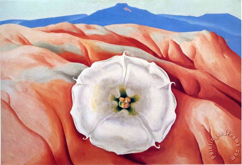 Georgia O'keeffe Red Hills And White Flower II Art Painting
