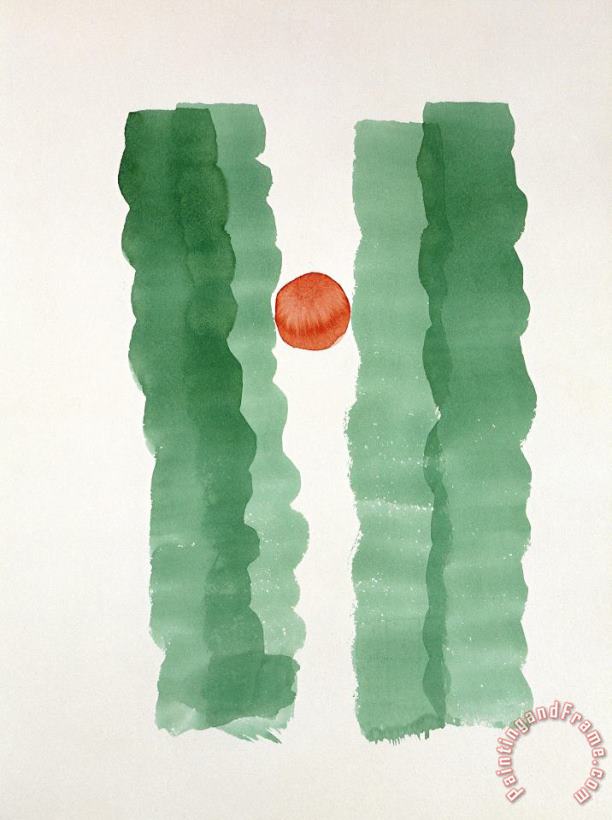 Georgia O'keeffe Untitled (abstraction Four Green Lines with Red), 1979 Art Painting