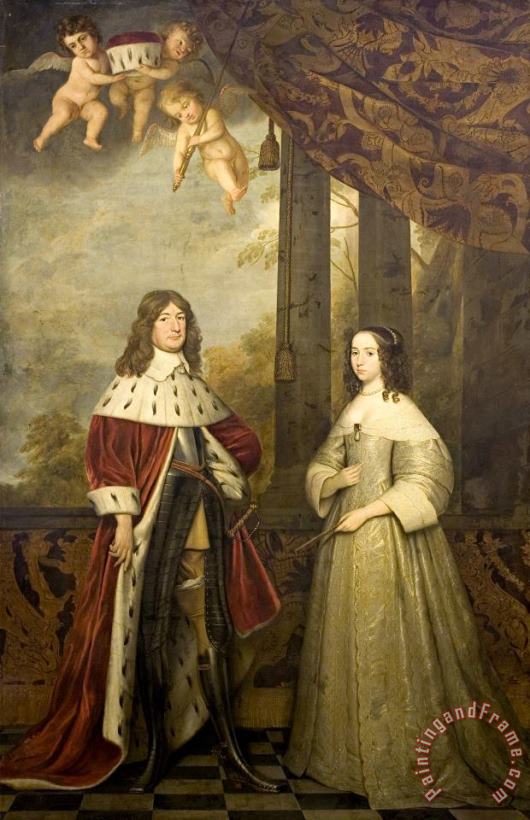 Gerard Van Honthorst Portrait of Friedrich Wilhelm, Elector of Brandenburg, with His Wife Louise Henrietta, Countess of Nassau Art Painting
