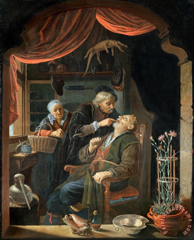 Gerrit Dou A Dentist Examining The Tooth of an Old Man Art Painting