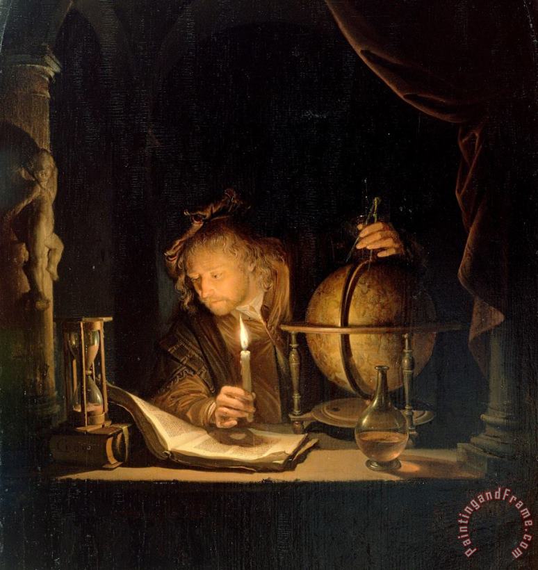 Astronomer by Candlelight painting - Gerrit Dou Astronomer by Candlelight Art Print