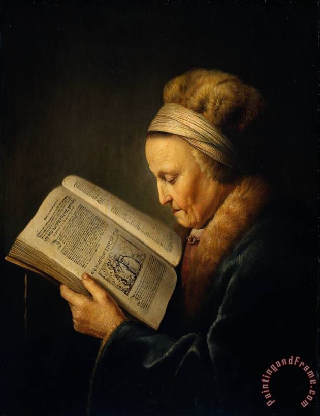 Gerrit Dou Old Woman Reading a Lectionary Art Print