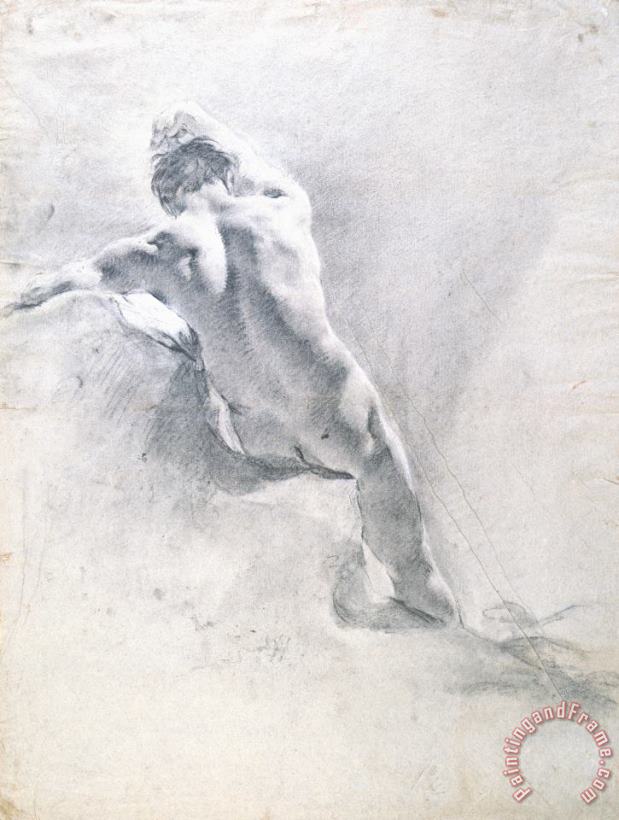 Study of a male nude painting - Giambattista Piazzetta Study of a male nude Art Print