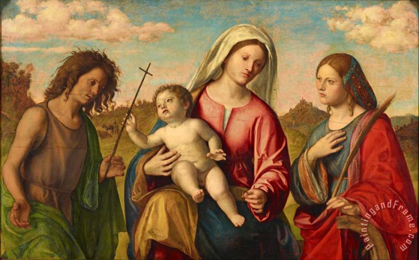 Giovanni Battista Cima da Conegliano Virgin And Child with St. Catherine And St. John The Baptist, Ca. 1515 Art Painting