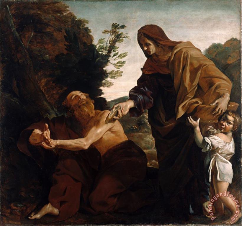 Giovanni Lanfranco  Elijah Receiving Bread From The Widow of Zarephath Art Painting