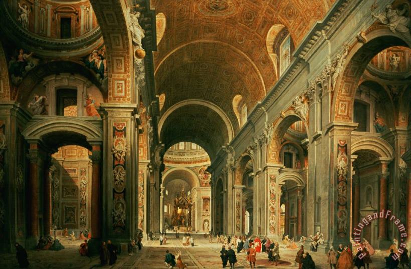 Giovanni Paolo Panini Interior Of St Peters In Rome Art Print