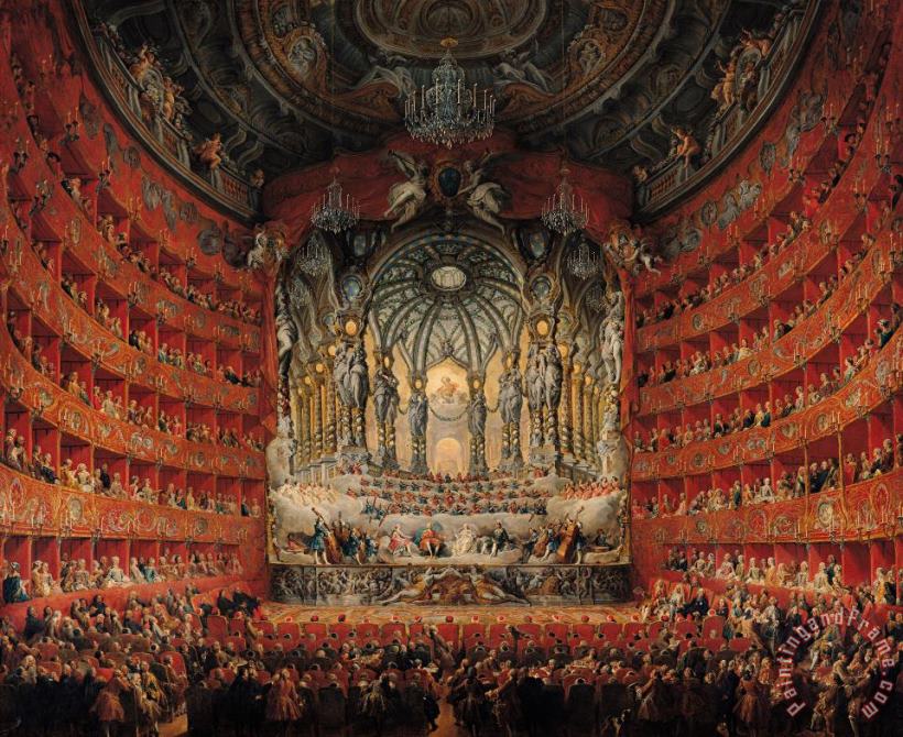 Giovanni Paolo Pannini or Panini Concert given by Cardinal de La Rochefoucauld at the Argentina Theatre in Rome Art Print