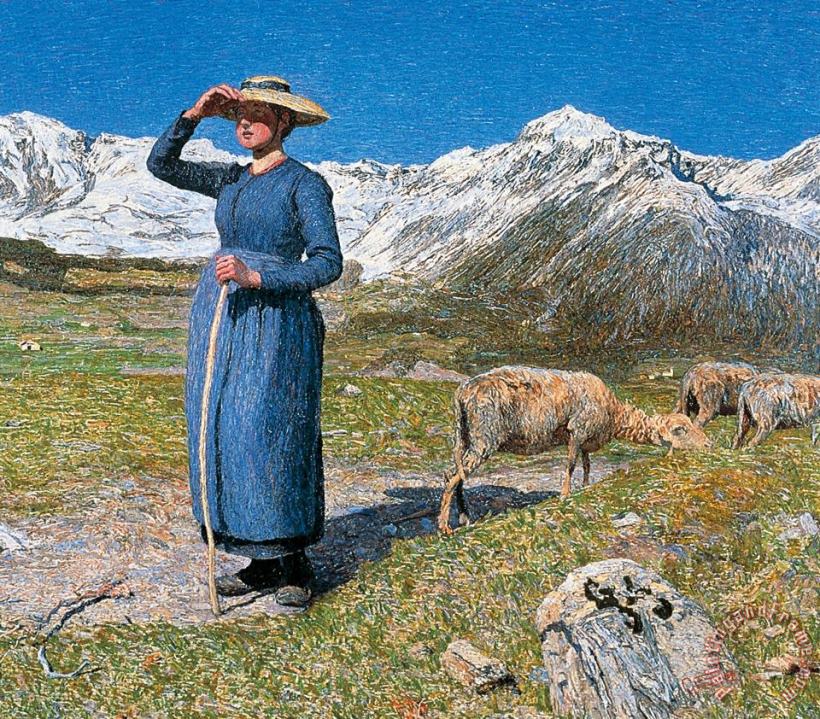 Giovanni Segantini Midday On Alps On Windy Day Art Painting