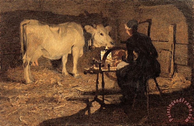 Giovanni Segantini Spinning Art Painting