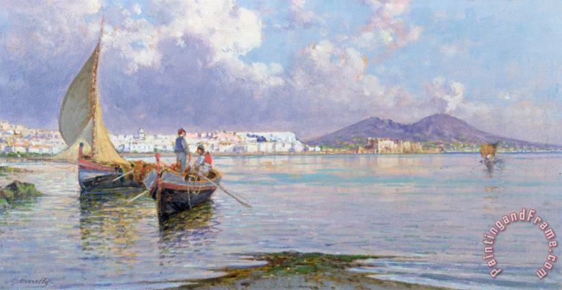 Naples from Mergellina painting - Giuseppe Carelli Naples from Mergellina Art Print