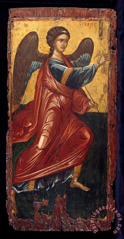 The Archangel Gabriel, From an Annunciation Scene on The King's Door of an Iconostasis painting - Greek, Late Byzantine The Archangel Gabriel, From an Annunciation Scene on The King's Door of an Iconostasis Art Print