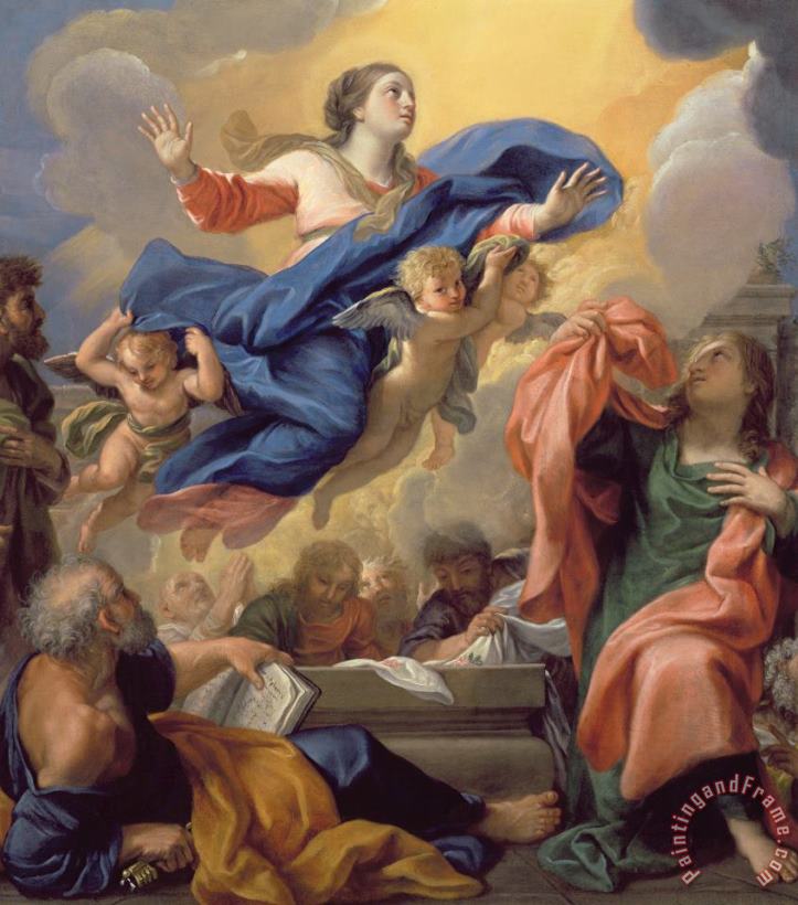 The Assumption of the Virgin painting - Guillaume Courtois The Assumption of the Virgin Art Print