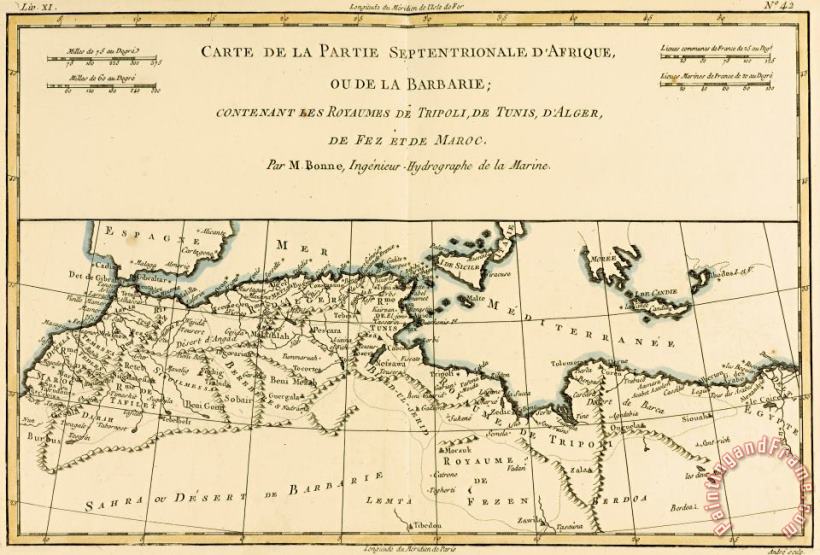 Guillaume Raynal Antique Map of North Africa Art Print