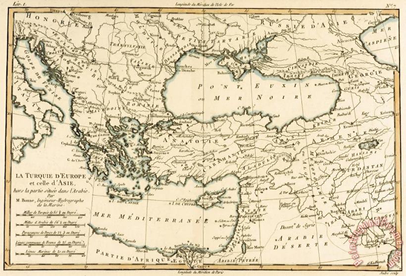 Guillaume Raynal Antique Map of Turkey Art Painting