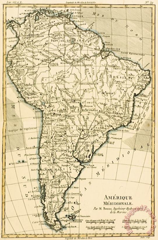 Map of South America painting - Guillaume Raynal Map of South America Art Print