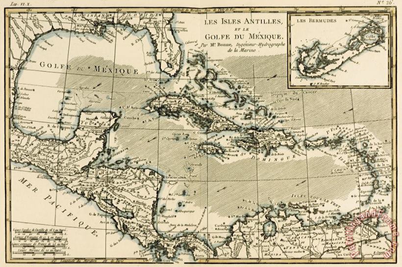 The Antilles and the Gulf of Mexico painting - Guillaume Raynal The Antilles and the Gulf of Mexico Art Print