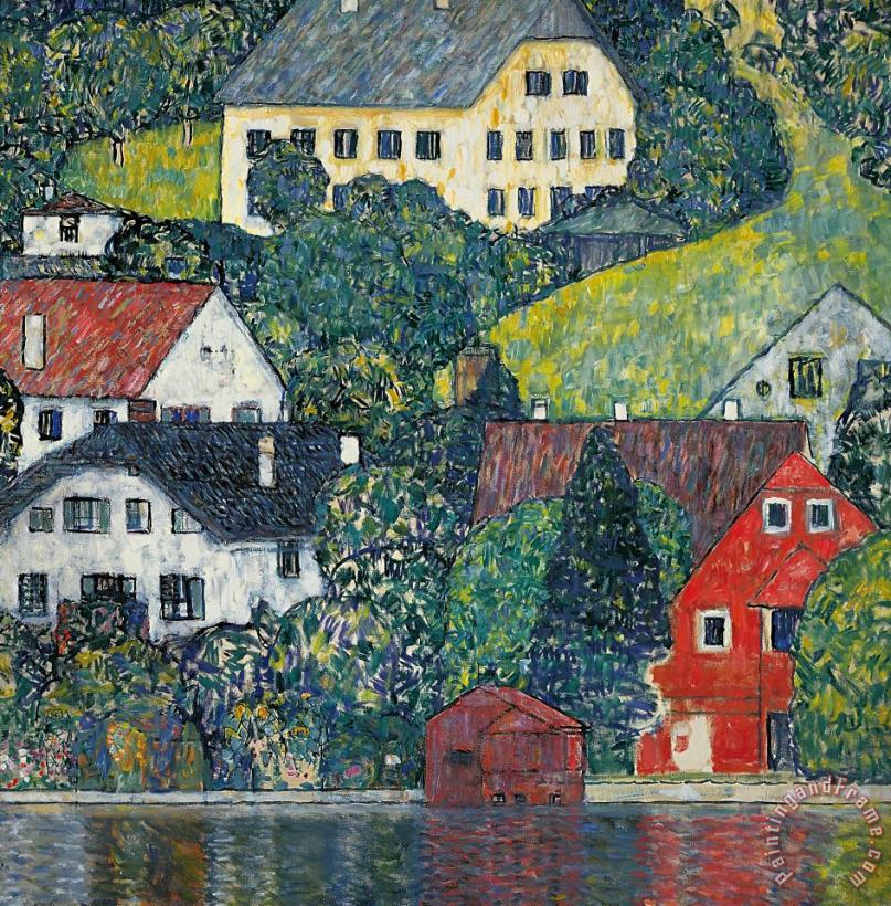 Houses At Unterach On The Attersee painting - Gustav Klimt Houses At Unterach On The Attersee Art Print