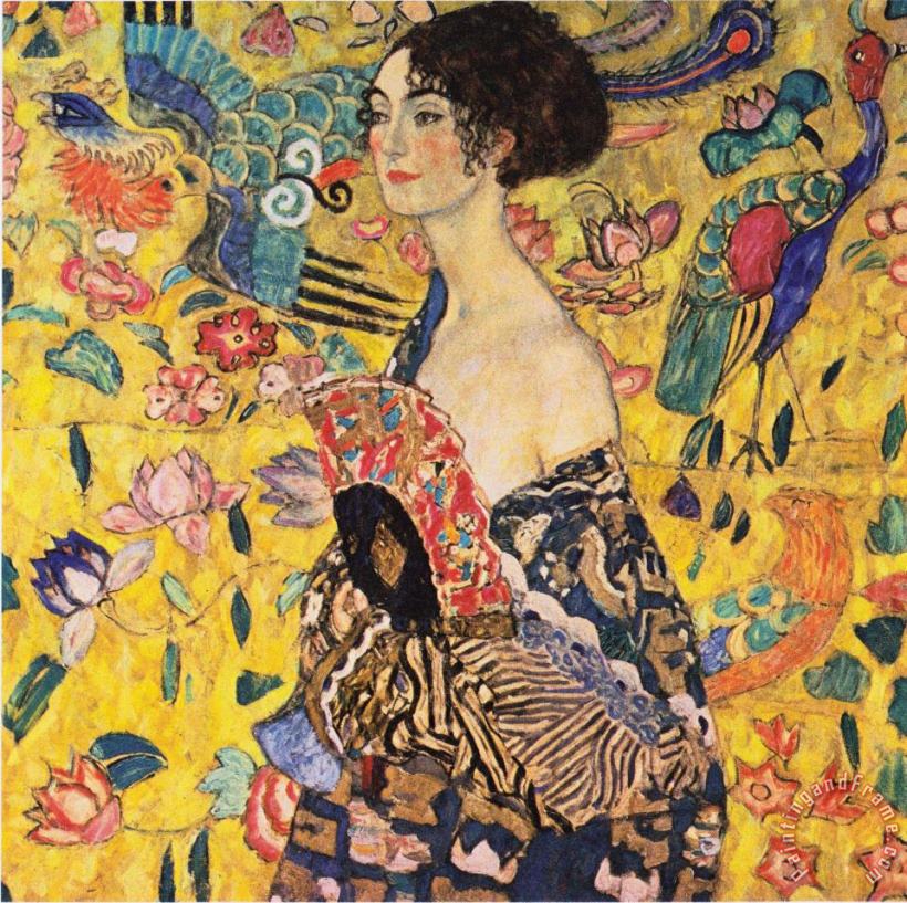 Gustav Klimt Woman with Fan Art Print