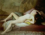 Gustave-Henri-Eugene Delhumeau - Nude lying on a chaise longue painting