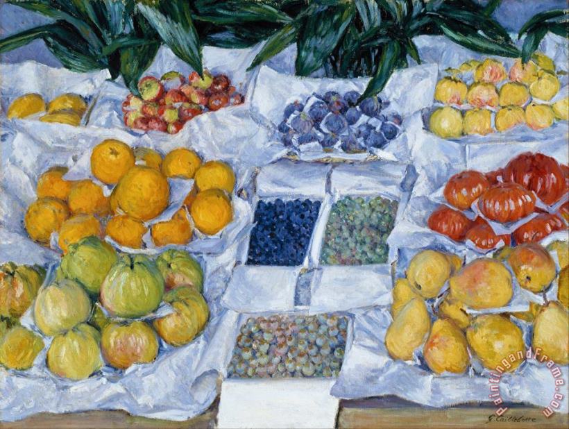 Gustave Caillebotte Fruit Displayed on a Stand Art Painting