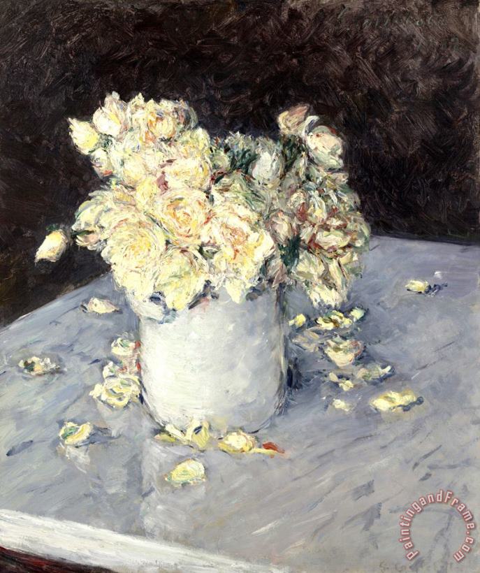 Gustave Caillebotte Yellow Roses in a Vase (roses Jaunes Dans Un Vase) Art Painting
