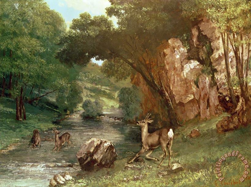 Gustave Courbet Deer by a River Art Print