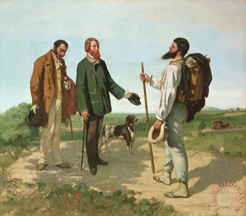 La Rencontre, Or Bonjour Monsieur Courbet painting - Gustave Courbet La Rencontre, Or Bonjour Monsieur Courbet Art Print