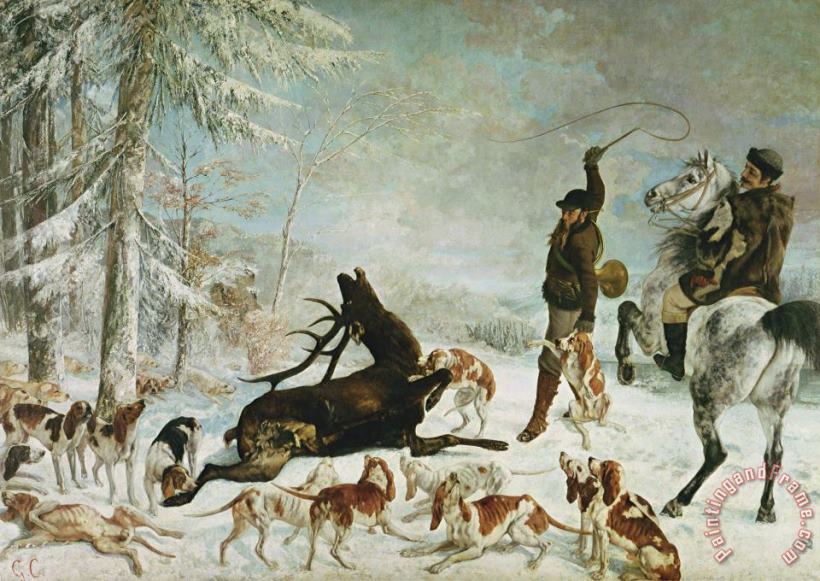 The Death of The Deer painting - Gustave Courbet The Death of The Deer Art Print