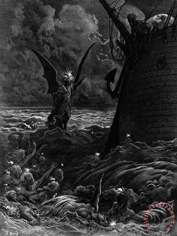 Gustave Dore Death-fires Dancing Around The Becalmed Ship Art Print