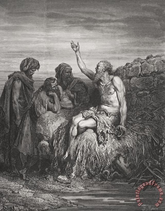 Gustave Dore Job And His Friends Art Print