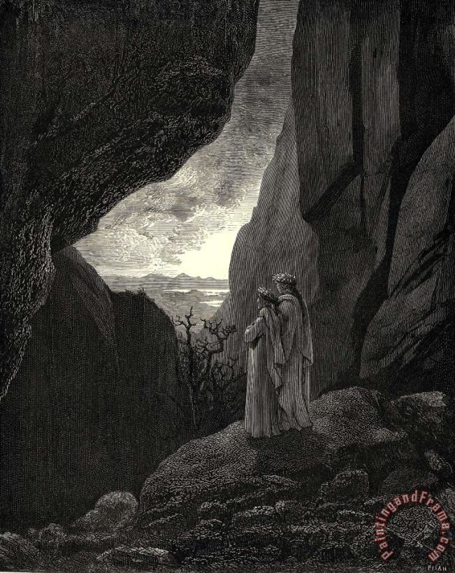 The Inferno, Canto 34, Lines 127&#173;129 by That Hidden Way My Guide And I Did Enter, to Return to The Fair World painting - Gustave Dore The Inferno, Canto 34, Lines 127&#173;129 by That Hidden Way My Guide And I Did Enter, to Return to The Fair World Art Print