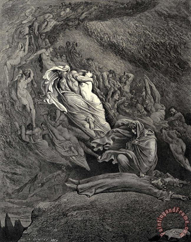 Gustave Dore The Inferno, Canto 5, Lines 137138 I Through Compassion Fainting, Seem’d Not Far From Death, And Like a Corpse Fell to The Ground. Art Print