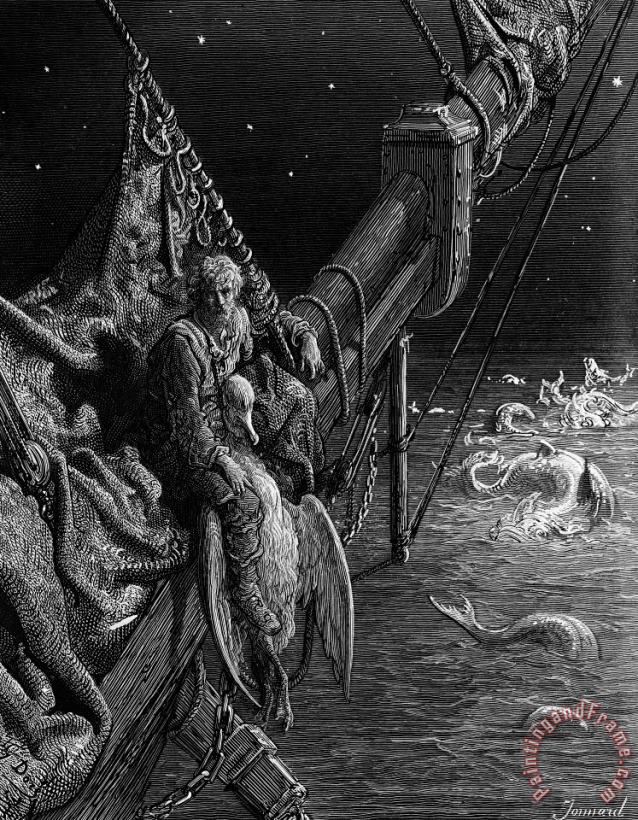 Gustave Dore The Mariner Gazes On The Serpents In The Ocean Art Painting