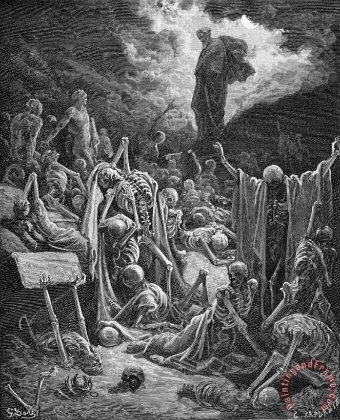 Gustave Dore The Vision Of The Valley Of Dry Bones Art Painting
