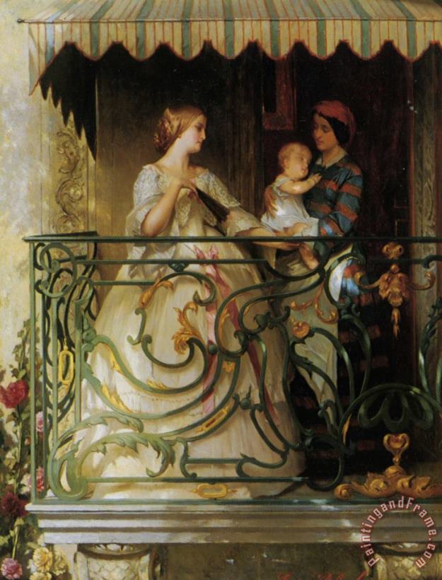 Gustave Leonhard De Jonghe On The Balcony Art Painting
