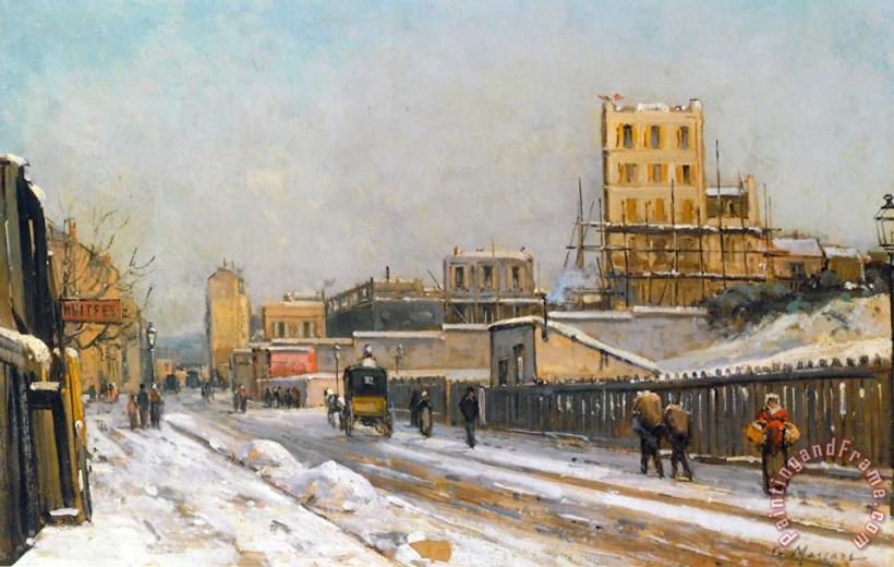 Gustave Mascart The Outskirts of Paris in The Wintertime Art Painting