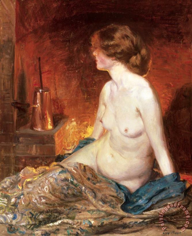 Nude Figure by Firelight painting - Guy Rose Nude Figure by Firelight Art Print