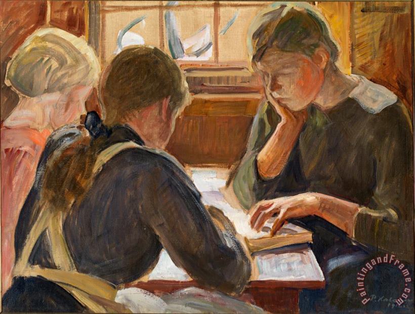 Halonen, Pekka Children Reading Art Painting
